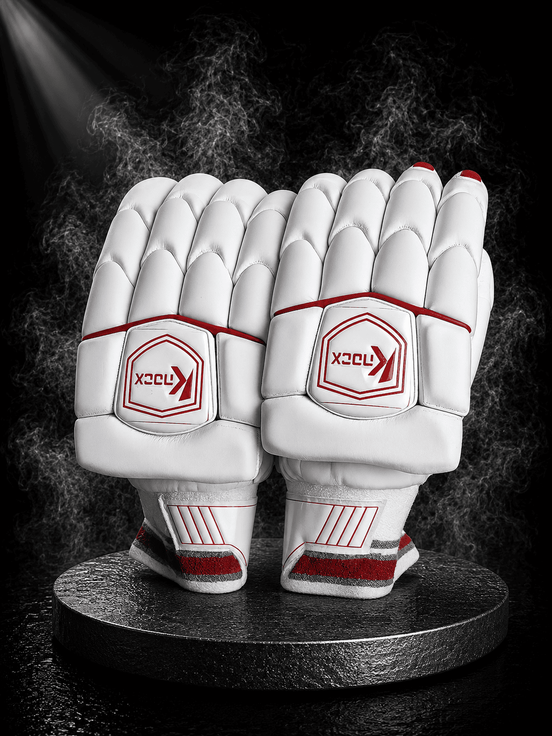 Knock Players Premium Edition Batting Gloves ( White & Red )